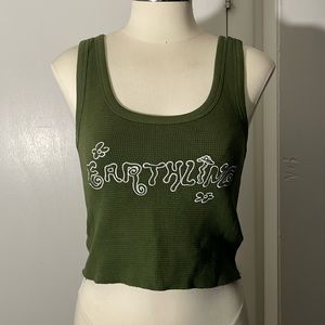 Cropped ribbed tank green CHNG